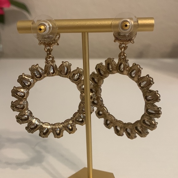 Beautiful Pastel Pink & Blue Dangle Hoop Earrings - Never Worn - Picture 4 of 4